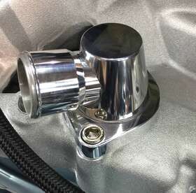 S6014 Rpc Pontiac 1 1/2 Inch Swivel Thermostat Housing - Polished Billet Aluminum