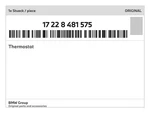 Genuine Bmw Thermostat 17-22-8-481-575 New. Fixed Price $105.30.