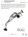 2000- 2003 Acura 3.2 Tl Front Flex Pipe. Fixed Price $79.00.