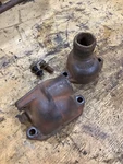 1942 Chevy Stovebolt Upper And Lower Thermostat Housing - Great Condition. Fixed Price $145.00.