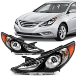 For 2011-2014 Hyundai Sonata Headlights Assembly Pair Headlamps Black Housing. Fixed Price $92.99.